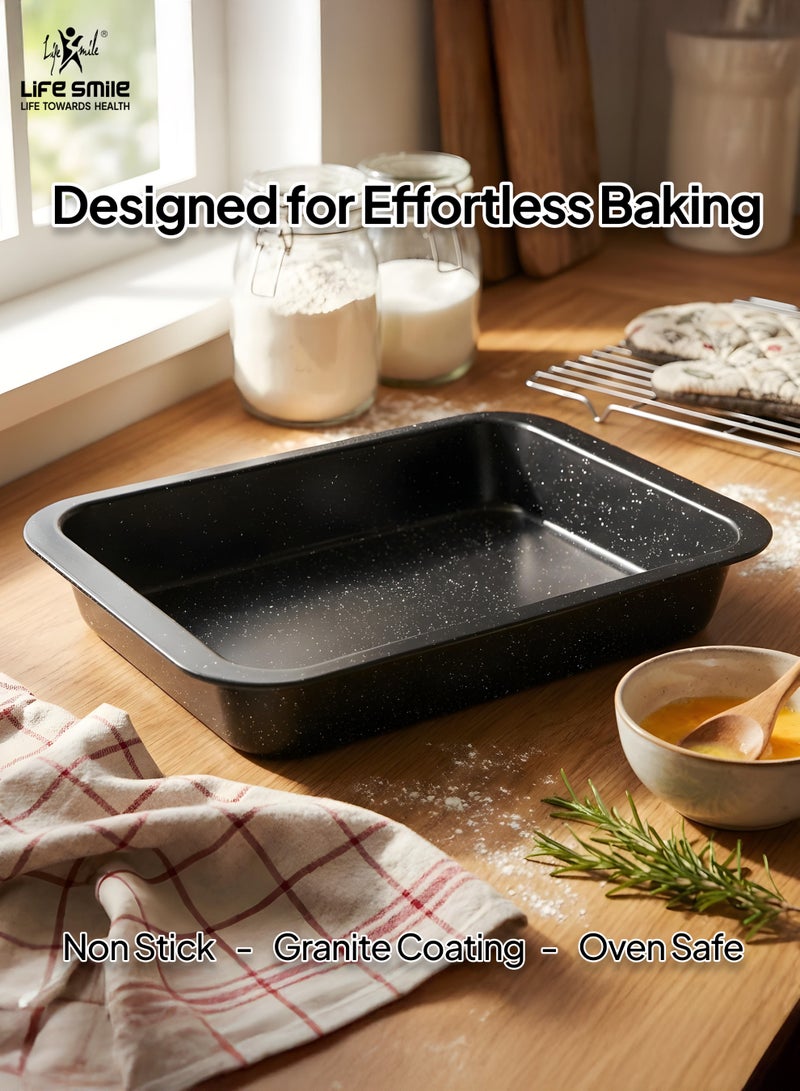 Life Smile Granite Nonstick Bake Tray – 36×24.5×5.5 cm Carbon Steel Baking Pan, Oven Safe, Easy Clean - Image 3